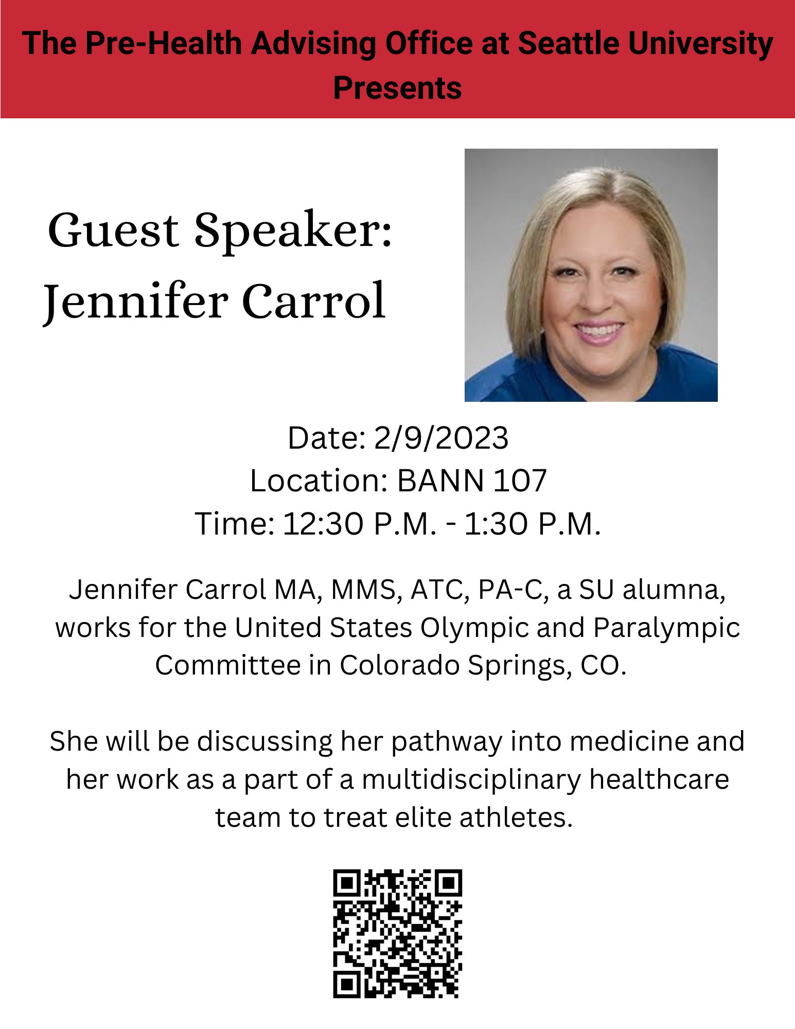 Jennifer Carroll to Speak at Pre-Health Event