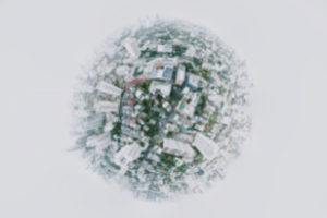 Fisheye lens of a city