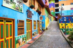 Colorful Colonial houses in Barranquilla, Colombia