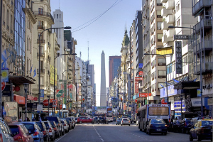 Argentinian street with obelisk