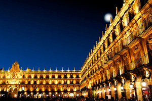 Nightview of Plaza Mayor in Salamanca Spain