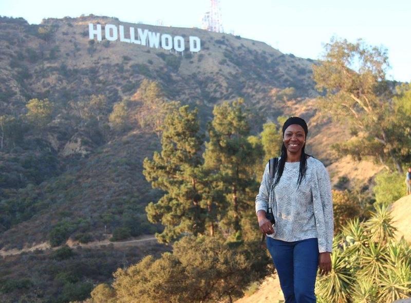 2017 SUSI participant in front of the Hollywood sign