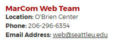 Screen shot of department contact information displayed in office directory