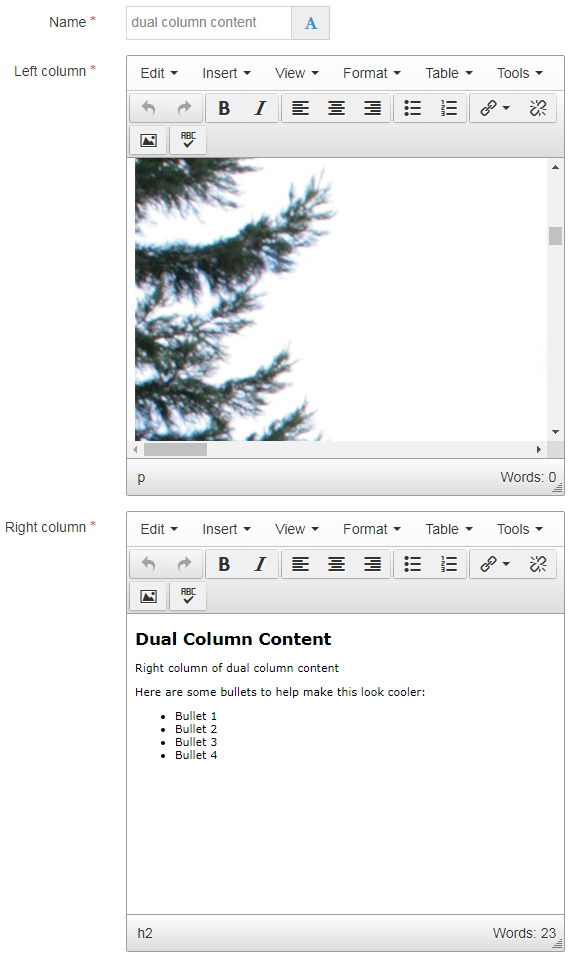 Screen shot of how to use the Dual Column