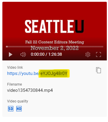 How to find the ID of a YouTube Video in it's URL