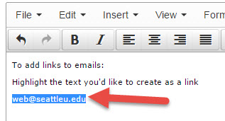 text highlight of email address