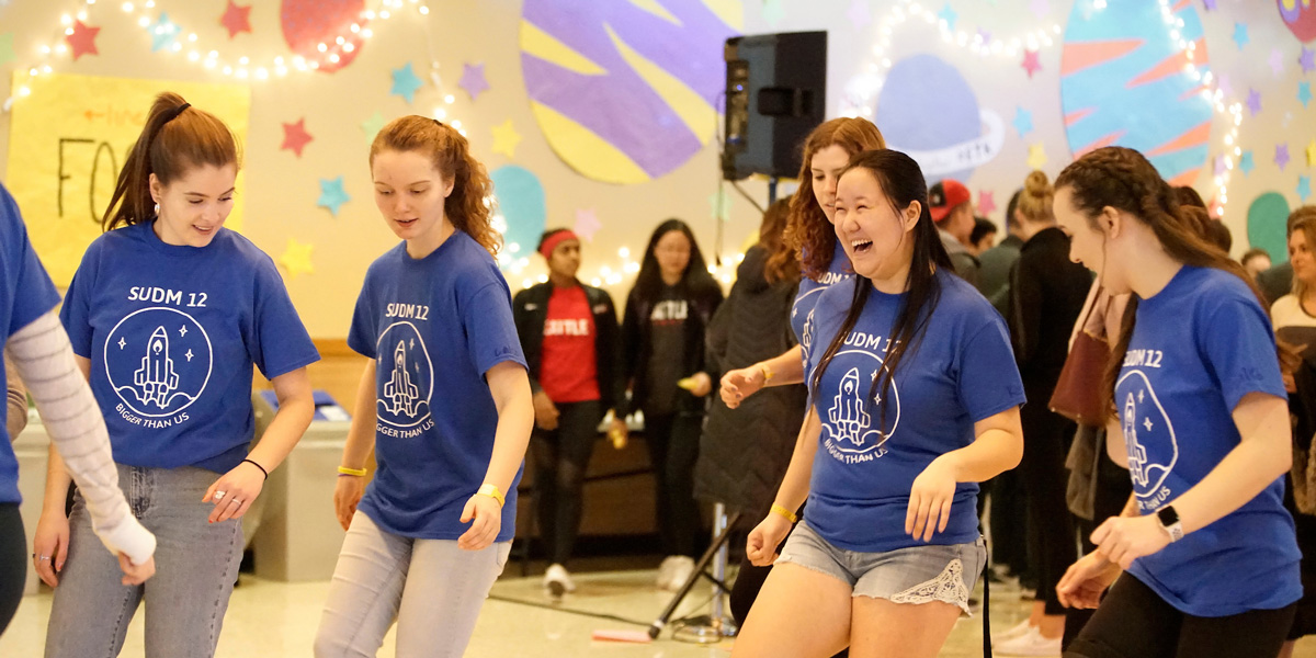 Seattle University and University of Washington Students dancing to fundraise to fight cancer