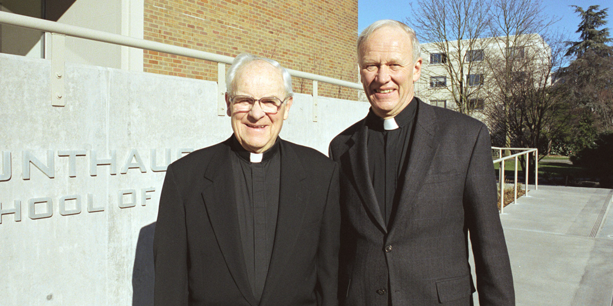 Archbishop Raymond Hunthausen and Patrick Howell, S.J.
