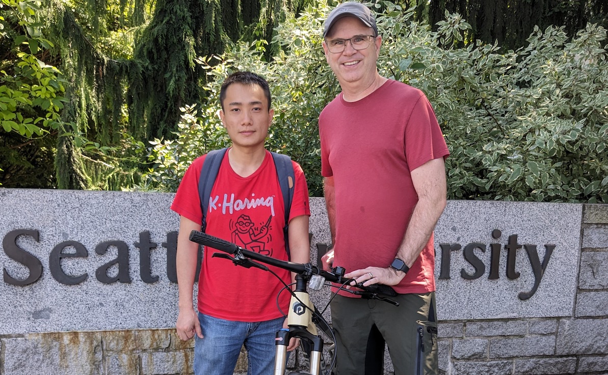 Dan Marx, ‘02 MBA, with software engineering graduate student and intern Frank Zhang, '24.