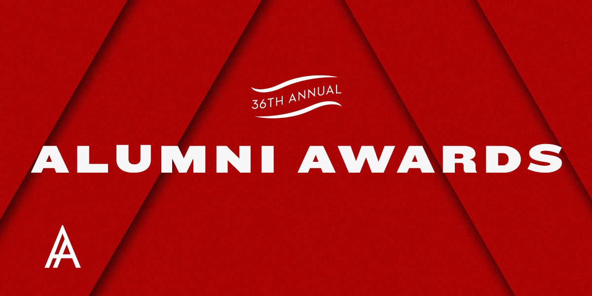 A graphic with the Alumni Awards.