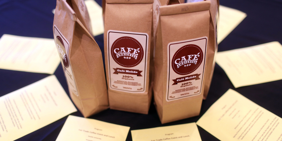 Bags of Fair Trade coffee