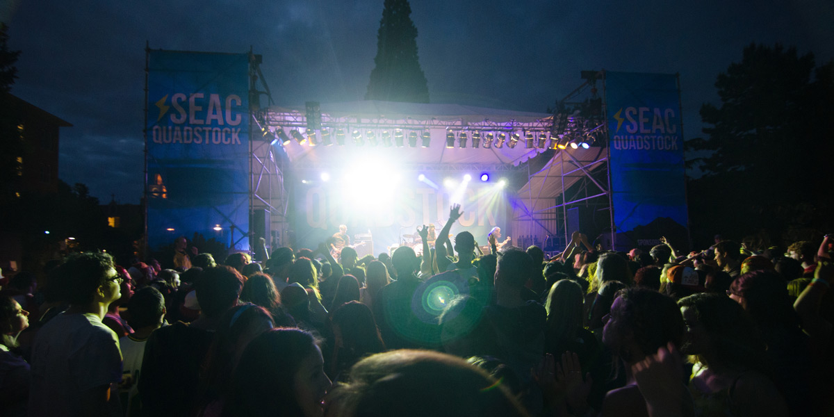 the crowd at QuadStock at night