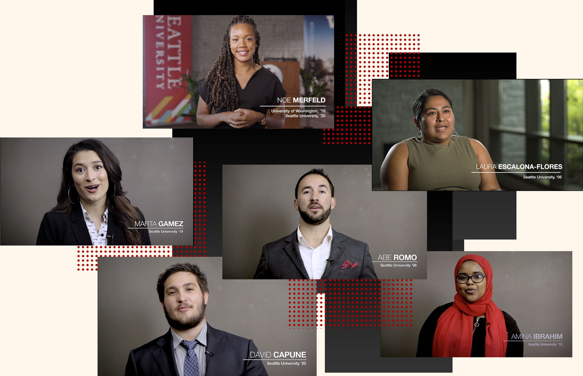 collage of video frames of SU Costco Scholars who participated in the virtual event