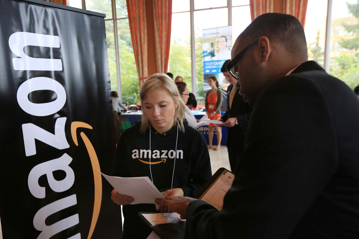   Amazon at the Career Fair in the Campion Ballroom at Seattle University